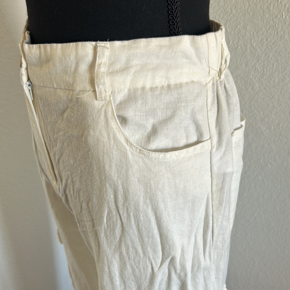 NWT White Linen Cargo Pants Size Medium - Picture 9 of 13